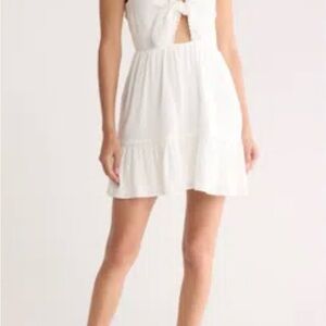 Elixir White Sleeveless Mini Tie Front Dress